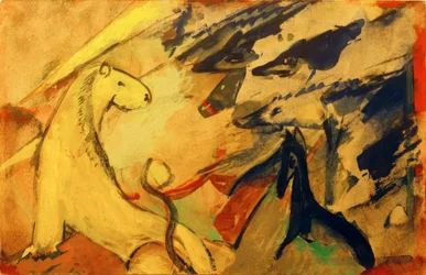Yellow Lion, Blue Foxes, Blue Horse